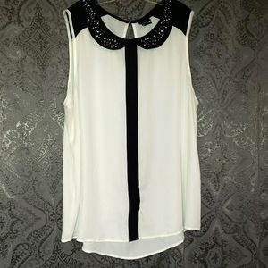 Sheer tank with rhinestone collar